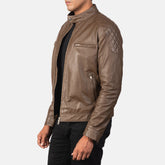 Natis Mocha Leather Biker Jacket
